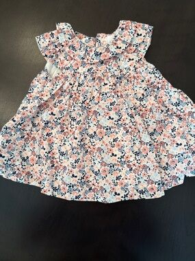 Janie & Jack Floral Ruffle Collar  Dress 0-3 mos